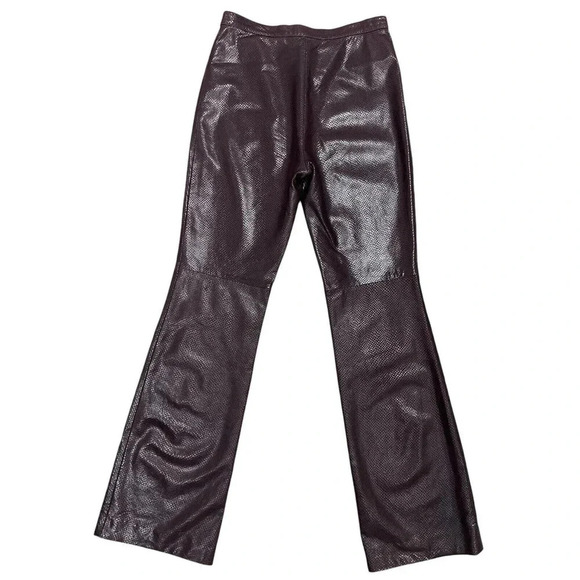 Alberta Ferretti Flared straight leg Leather Pants High waisted Retro Vintage 8 - Picture 3 of 8
